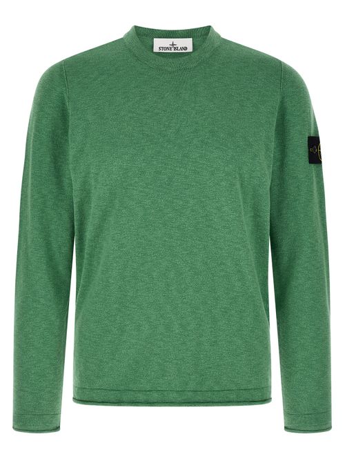 Logo Badge Cotton Blend Sweater — Green
