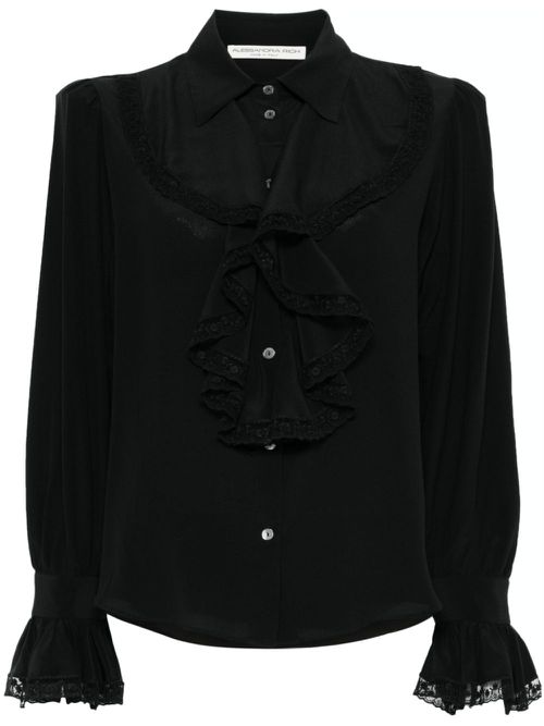 Jabot-collar silk blouse - Black