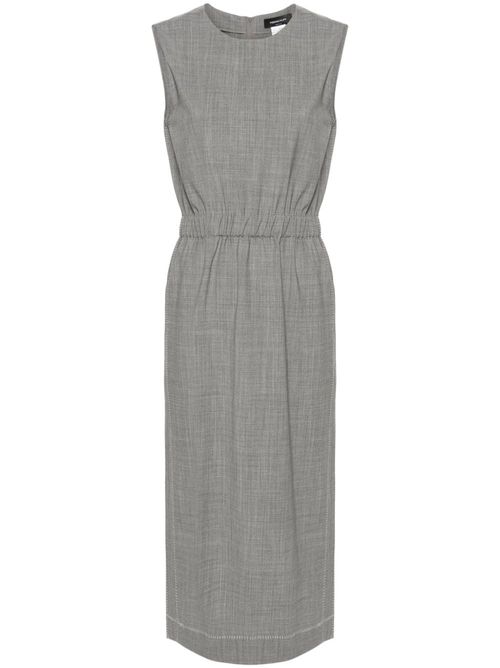 Contrast-Stitched Virgin Wool Dress — grey
