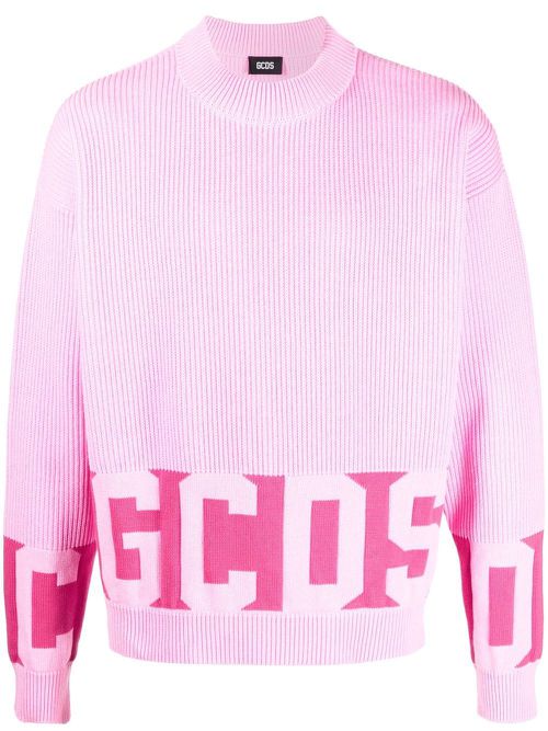 Intarsia-knit logo jumper - Pink