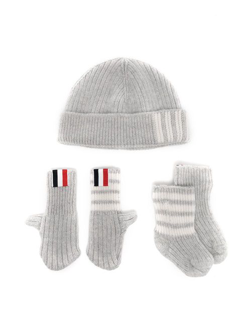 Knitted beanie merino set - Grey