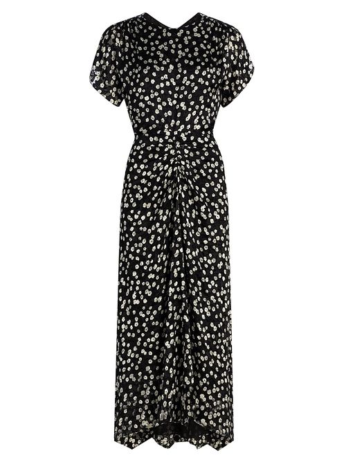 Women's Herva Floral Cinched Midi-Dress - Black Ecru