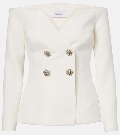 Bridal Kamile off-shoulder crêpe jacket