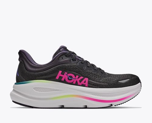 HOKA Women's Bondi 9 Shoes in Black/Neon Dragonfruit