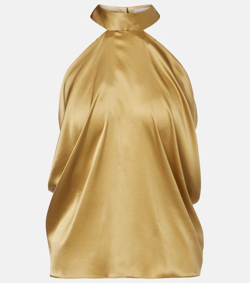 Open-back silk-blend satin top