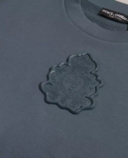 Logo-Embossed Cotton Sweater — Blue