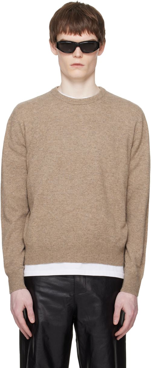 Beige Knit Crewneck Sweater