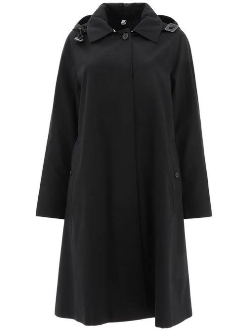 Gabardine hooded car coat - Black