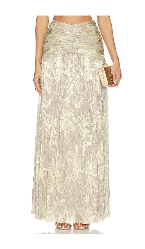 PatBO Golden Dust Lurex Maxi Skirt in Metallic Gold. 0. Also , 2, 4