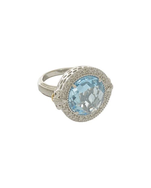 Phillip Gavriel 18K & Silver 11.22 Ct. Tw. Diamond & Blue Topaz Cocktail Ring