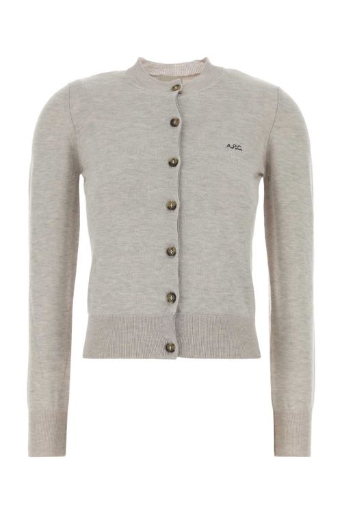 Virgin Wool-Cotton Knit Cardigan — Gray