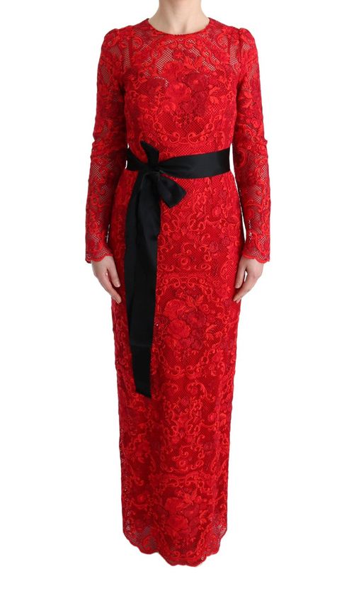 Floral Lace Dress — Red