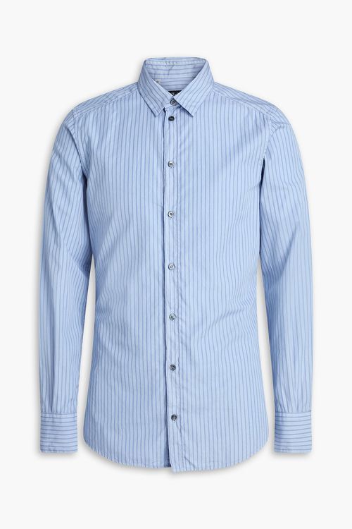 Striped cotton-poplin shirt - Blue - 37cm