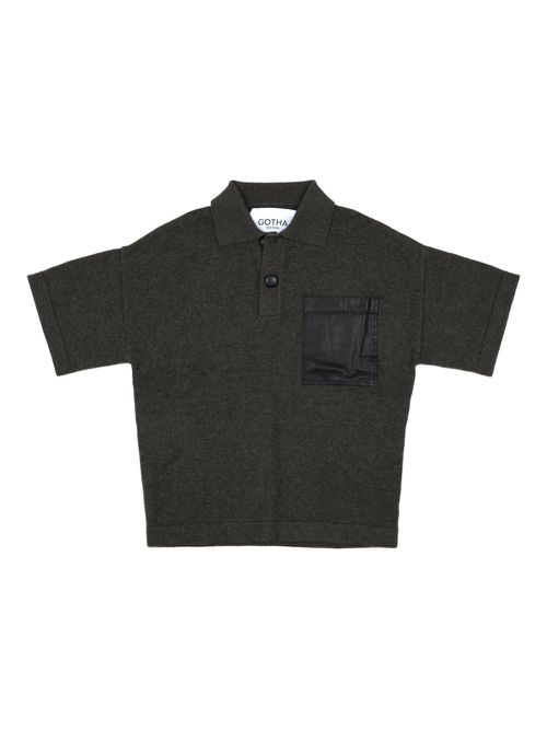 Mélange-effect polo shirt - Black