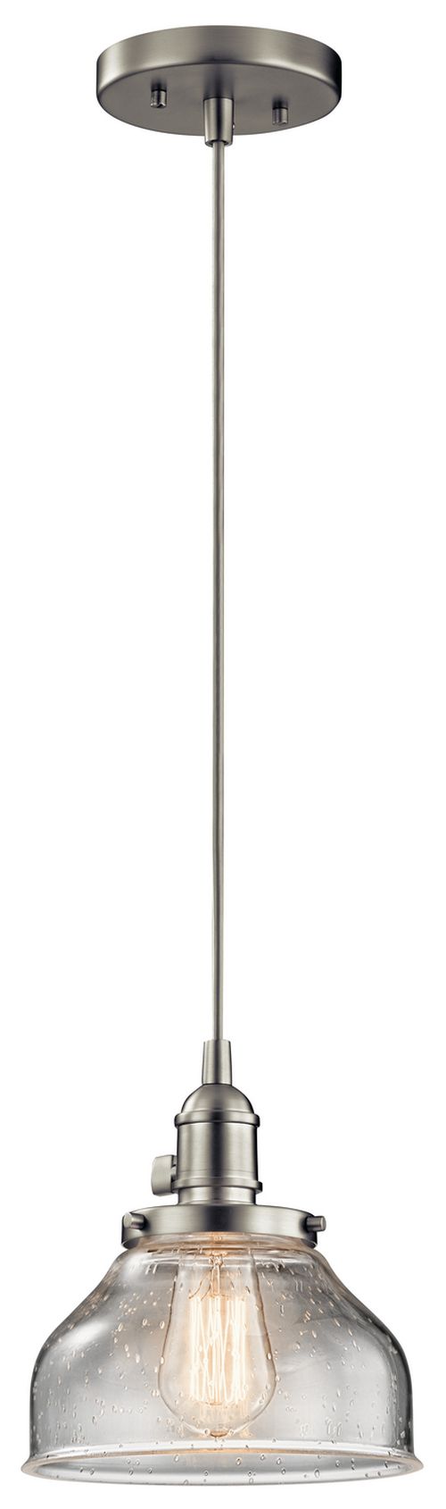 Brushed Nickel One Light Mini Pendant from the Avery Collection