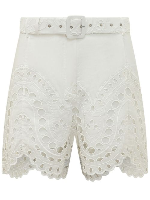 White Embroidered Shorts