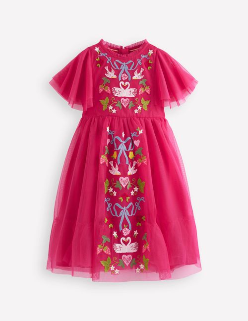 Embroidered Tulle Dress Cherry Jam Lovebirds