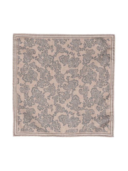 Paisley-print silk scarf - Brown