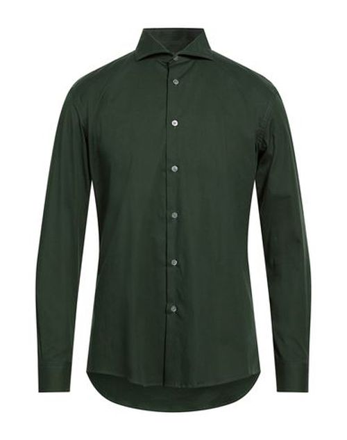 Man Shirt Dark green Size 15 ¾ Cotton, Elastane
