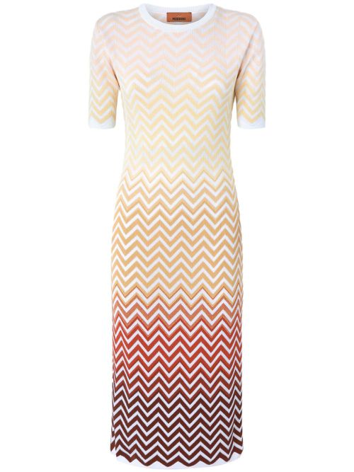 Zigzag-woven midi dress - White