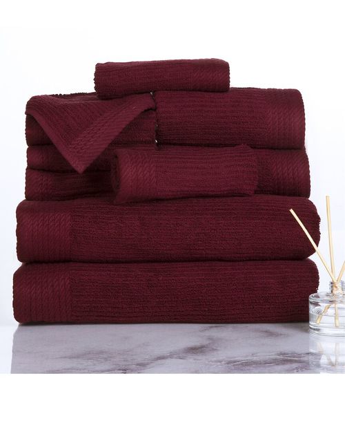 Ribbed Cotton 10Pc Washcloth Towel Set