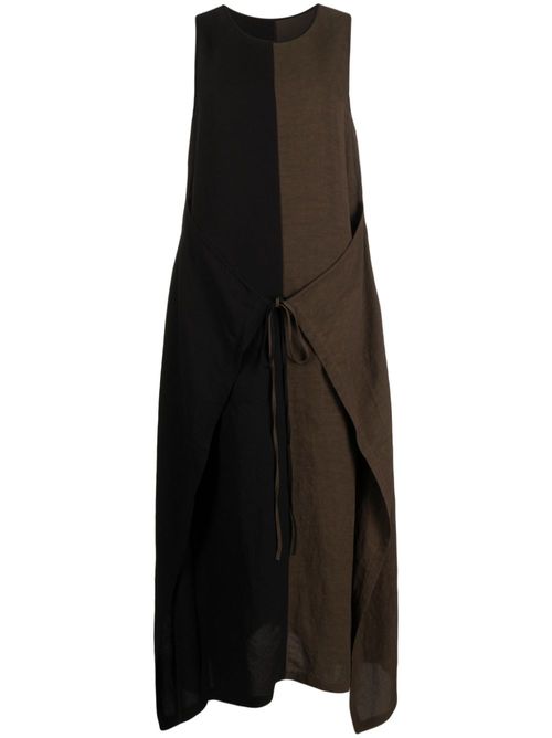 Colour-block sleeveless midi dress - Brown
