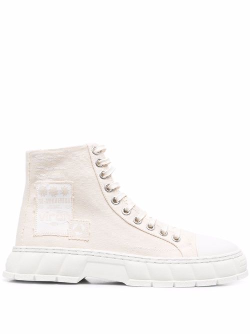 High-top canvas sneakers - Neutrals