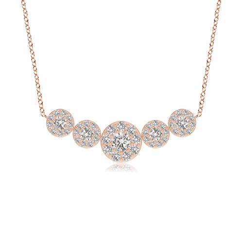 Angara 0.39 Carat Graduated Five Stone Diamond Halo Necklace in 14K Rose Gold