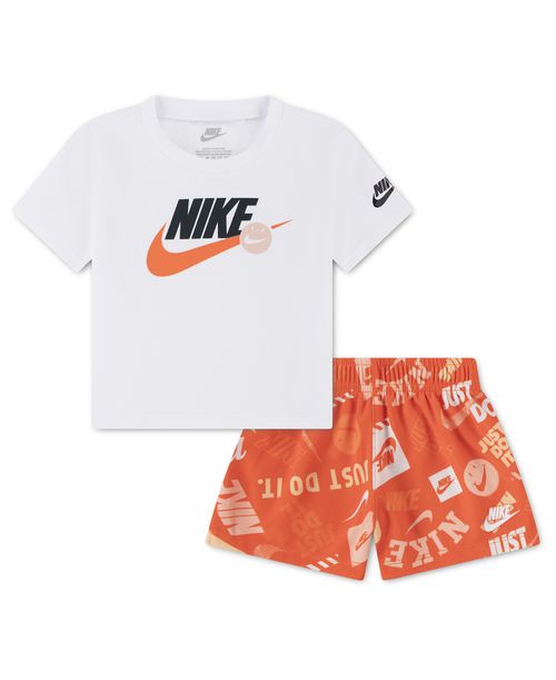 Baby Boys' Crewneck T-Shirt and Printed Shorts, 2-Piece Set - White/Turf Orange