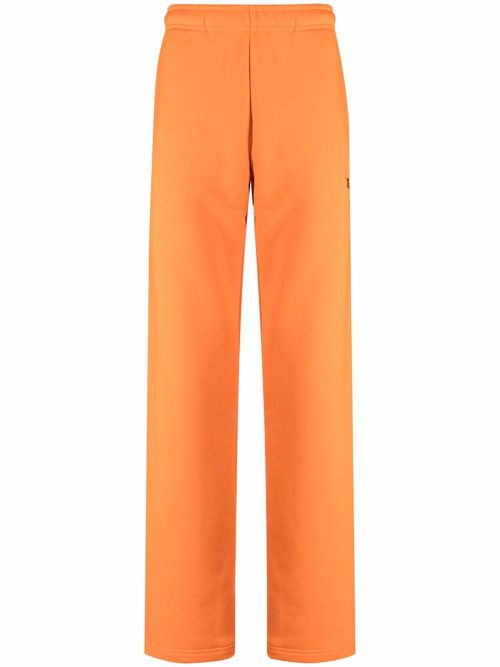 Embroidered-logo straight-leg joggers - Orange