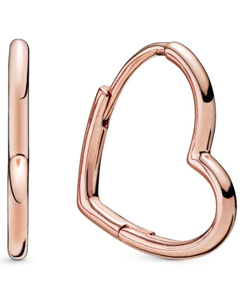 14k Rose Gold-Plated Small Asymmetric Heart Hoop Earrings - Rose Gold