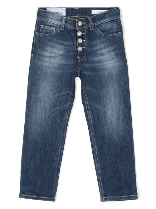 Button-up cotton-blend jeans - Blue