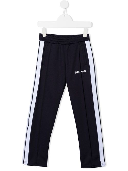 Logo print side-stripe track pants - Blue