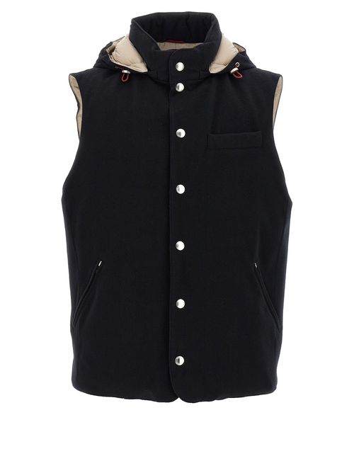 Padded Wool Vest Gilet Black