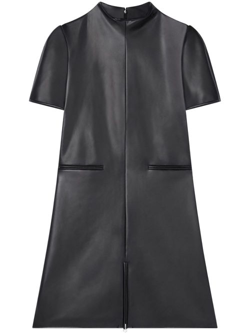 A-line faux-leather mini dress - Black