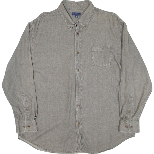 CROFT & BARROW Mens Plain Shirt Grey Long Sleeve