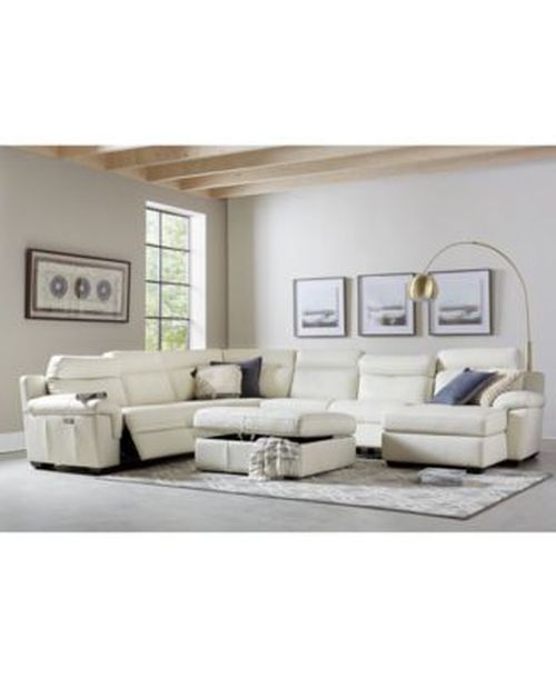 Cloesout Julius Ii Leather Power Reclining Sectional Sofa Collection With Power Headrests Usb Power Outlet Created For Macys