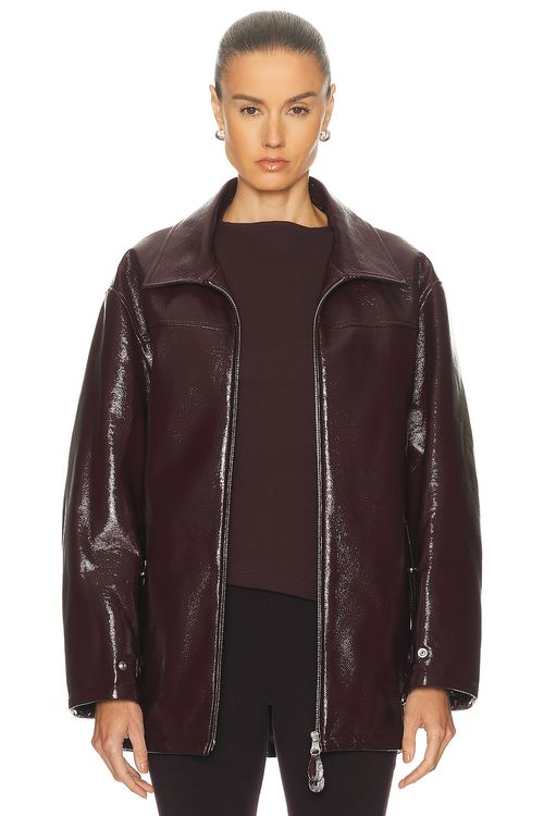 Courreges Maxi Bomber Jacket in Burgundy - Burgundy. M also in