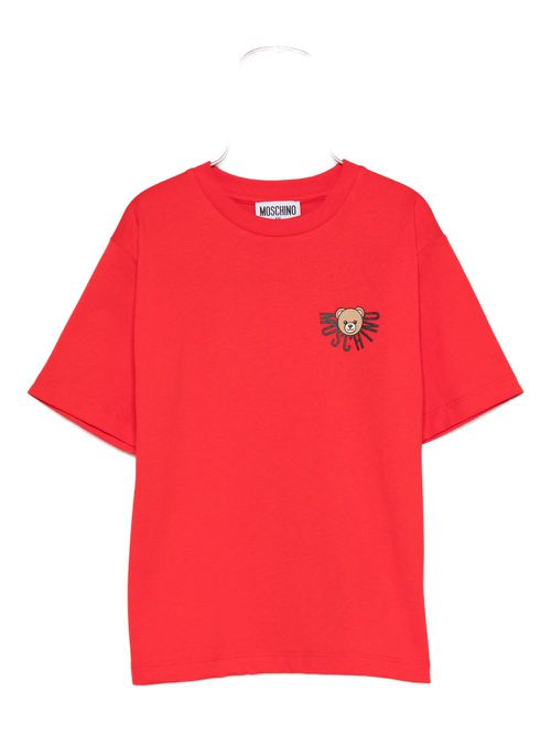 Teddy Bear-print cotton T-shirt - Red