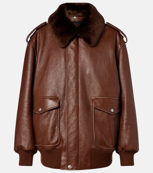 Shearling-trimmed leather jacket