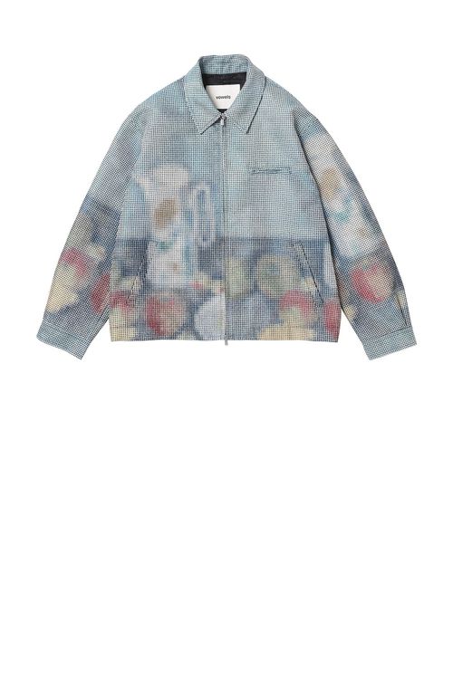 Vowels Abstract Fruit Zip Up Work Jacket in Paul - Blue. 4 also