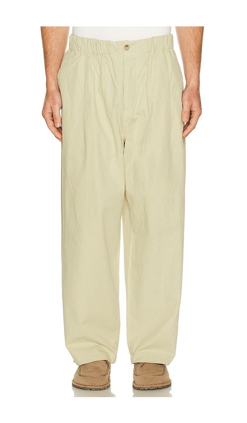 KAPPY DESIGN Pintuck Wide Chino Pants in Beige
