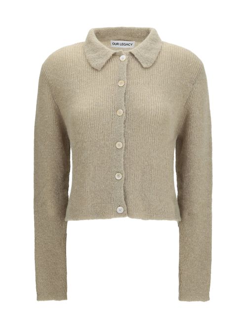 Polo Collar Button-Front Cardigan — Green