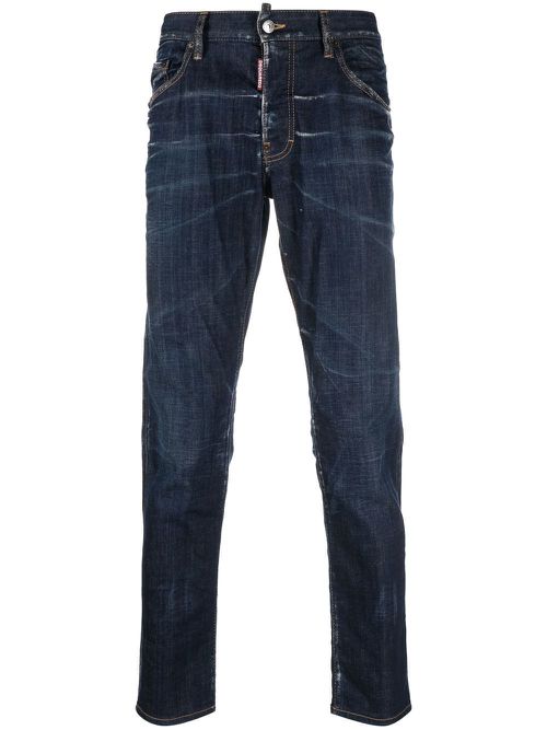 Bleach-effect skinny jeans - Blue