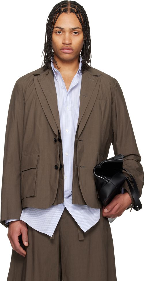 Khaki Cotton Typewriter Blazer