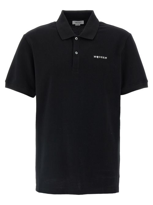 Logo-Embroidered Piqué Cotton Polo Shirt — Black