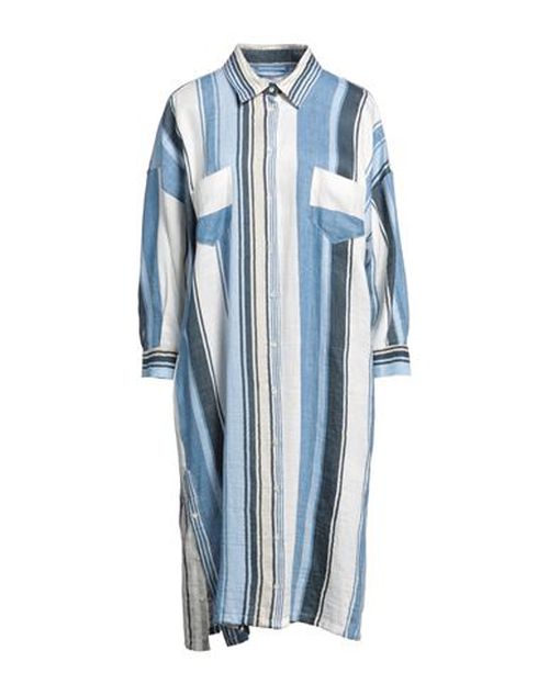Woman Midi dress Azure Size 12 Linen, Polyamide