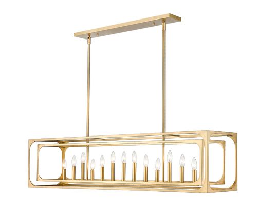 Rubbed Brass Linear Chandelier from the Easton Collection