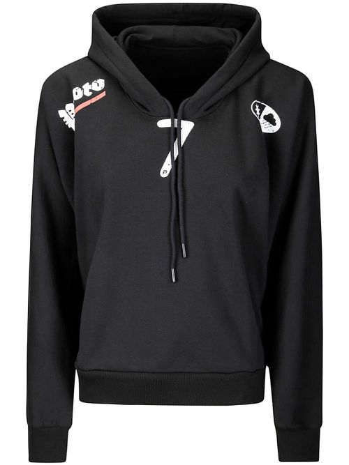 Number-print hoodie - Black