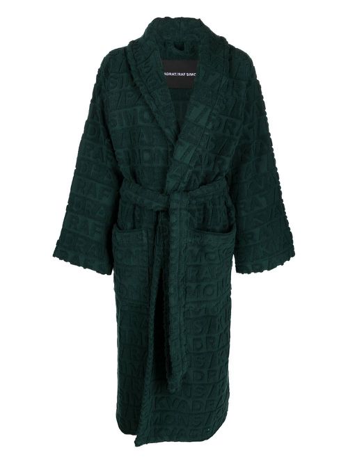 X Raf embossed-logo bathrobe - Green